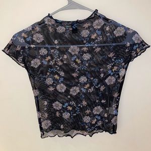 Mesh floral crop top